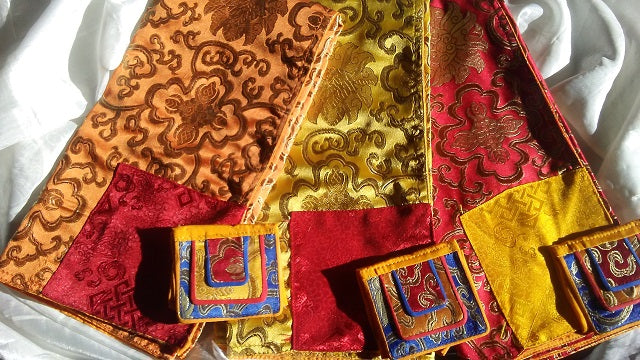 Pecha Covers དཔེ་རས།  Fancy, Brocade with Tongue